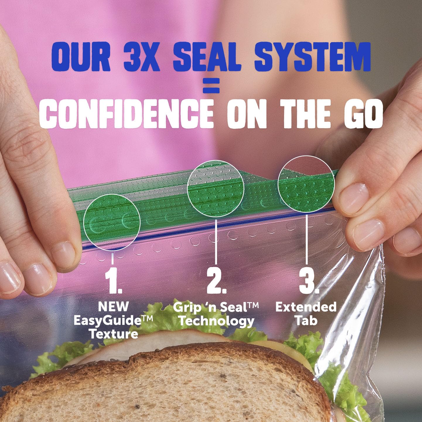 Ziploc Sandwich and Snack Bags, Storage Bags for On the Go Freshness, Grip 'n Seal Technology for Easier Grip, Open, and Close, 90 Count