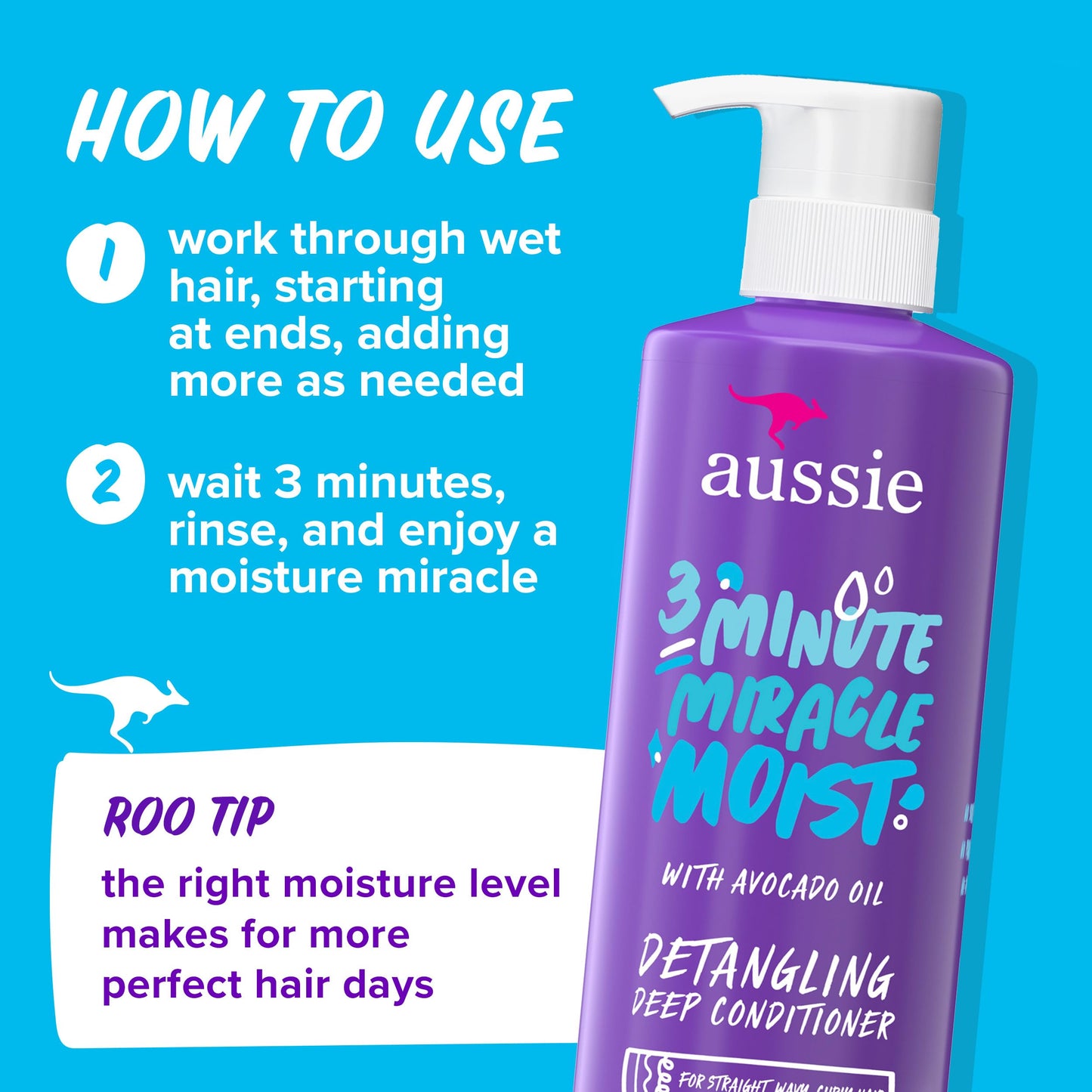 Aussie Miracle Moist Shampoo and Conditioner with 3 Minute Miracle Deep Conditioner 3 Pack 68.4 Fl Oz