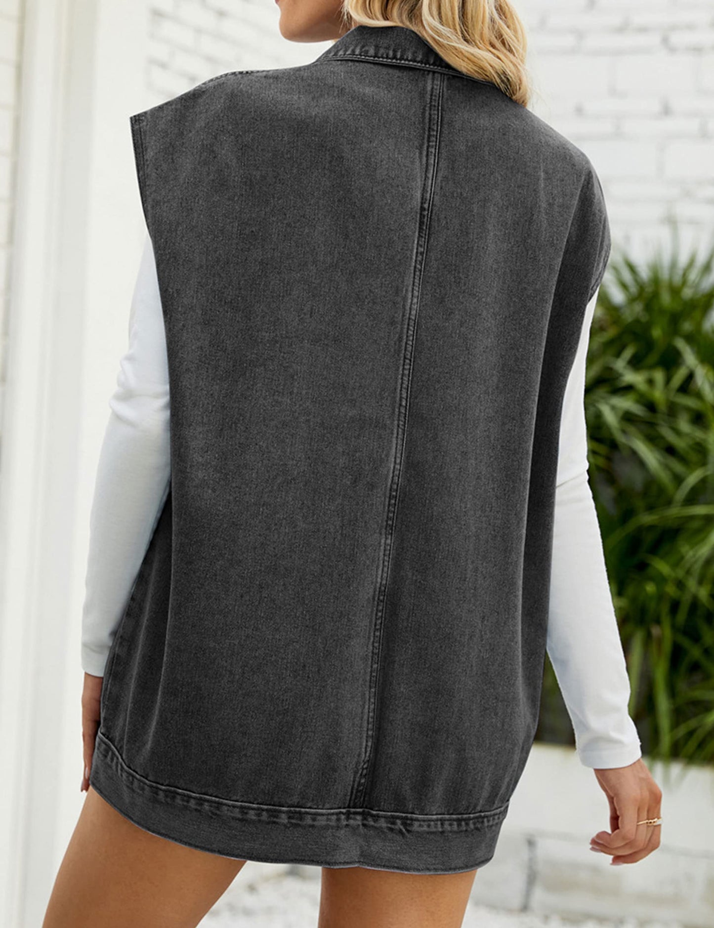 Oversized Sleeveless Denim Jean Vest for Women