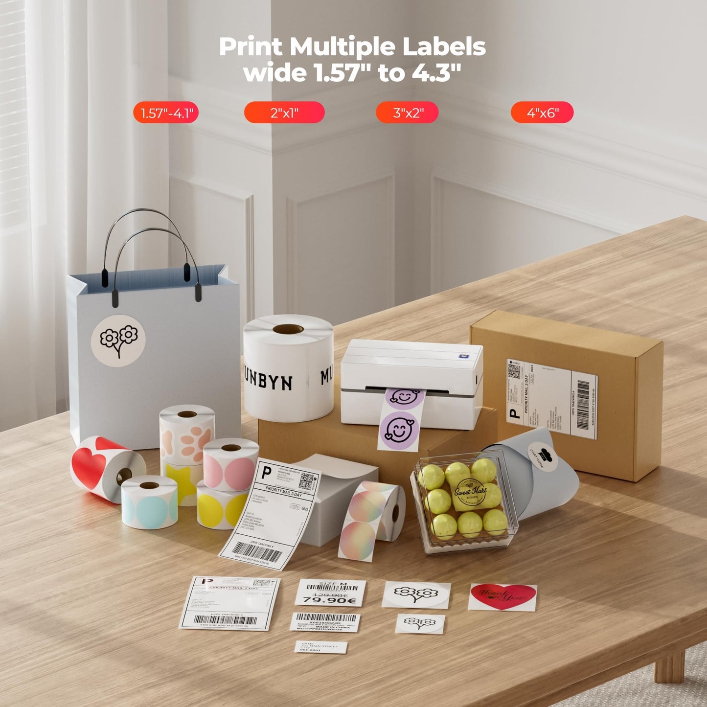 MUNBYN Bluetooth Thermal Label Printer, 130B Wireless 4x6 Shipping Label Printer for Shipping