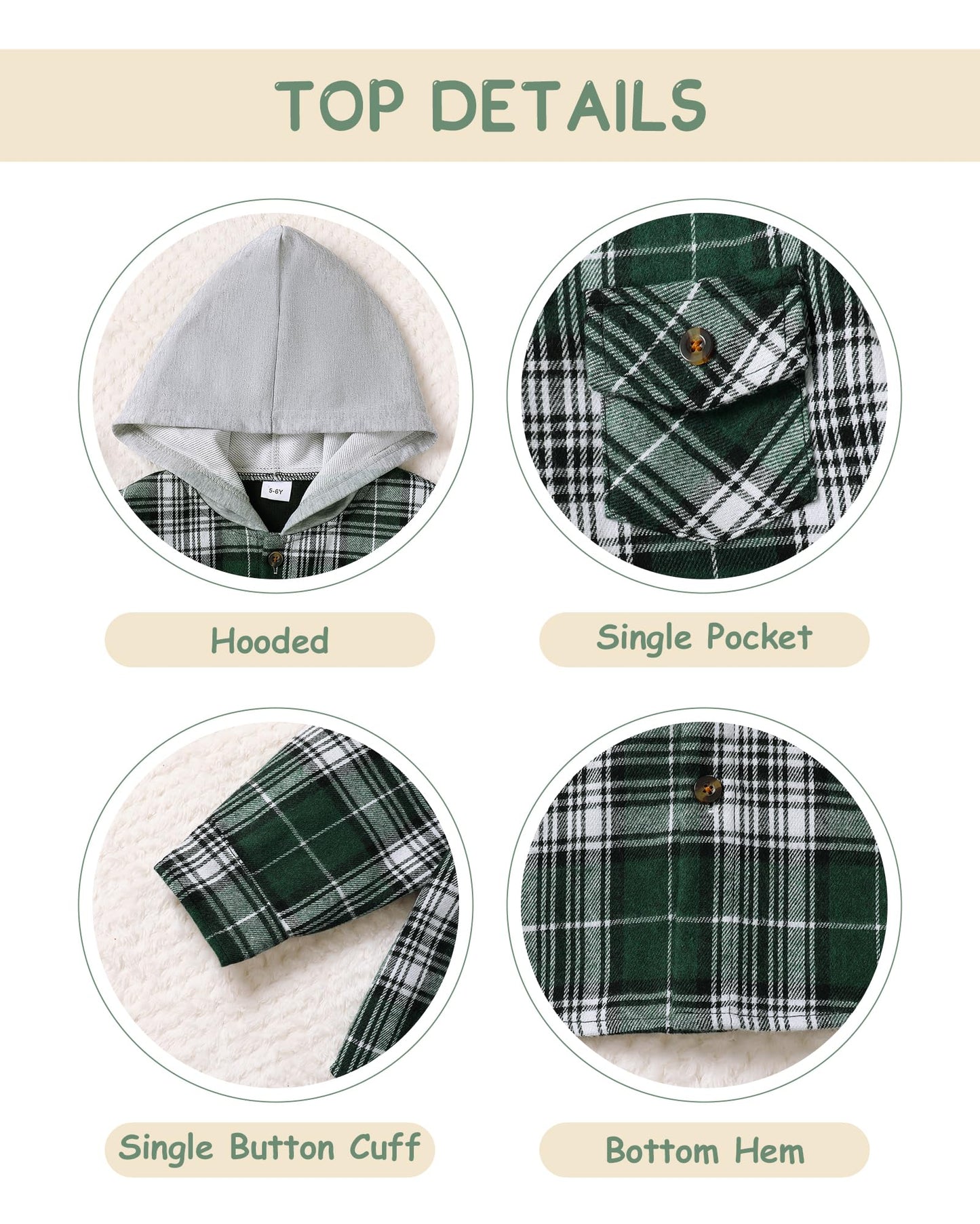 ZOEREA Toddler Baby Boys Clothes Outfits Kids Hoodie Flannel Shirts Set Plaid Hooded Tops +Jeans Pants Fall Winter 2-6T