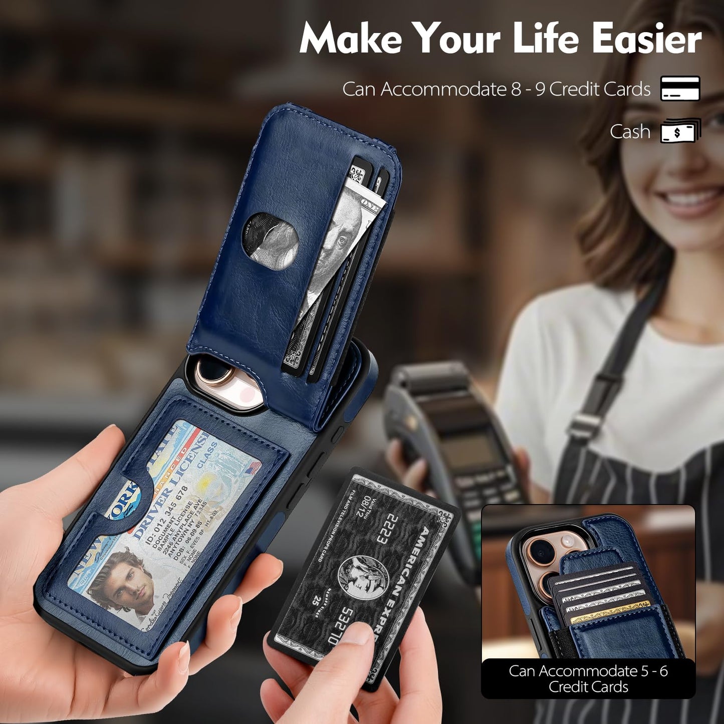 Compatible with iPhone 16 Pro Max Wallet Case with Card Holder