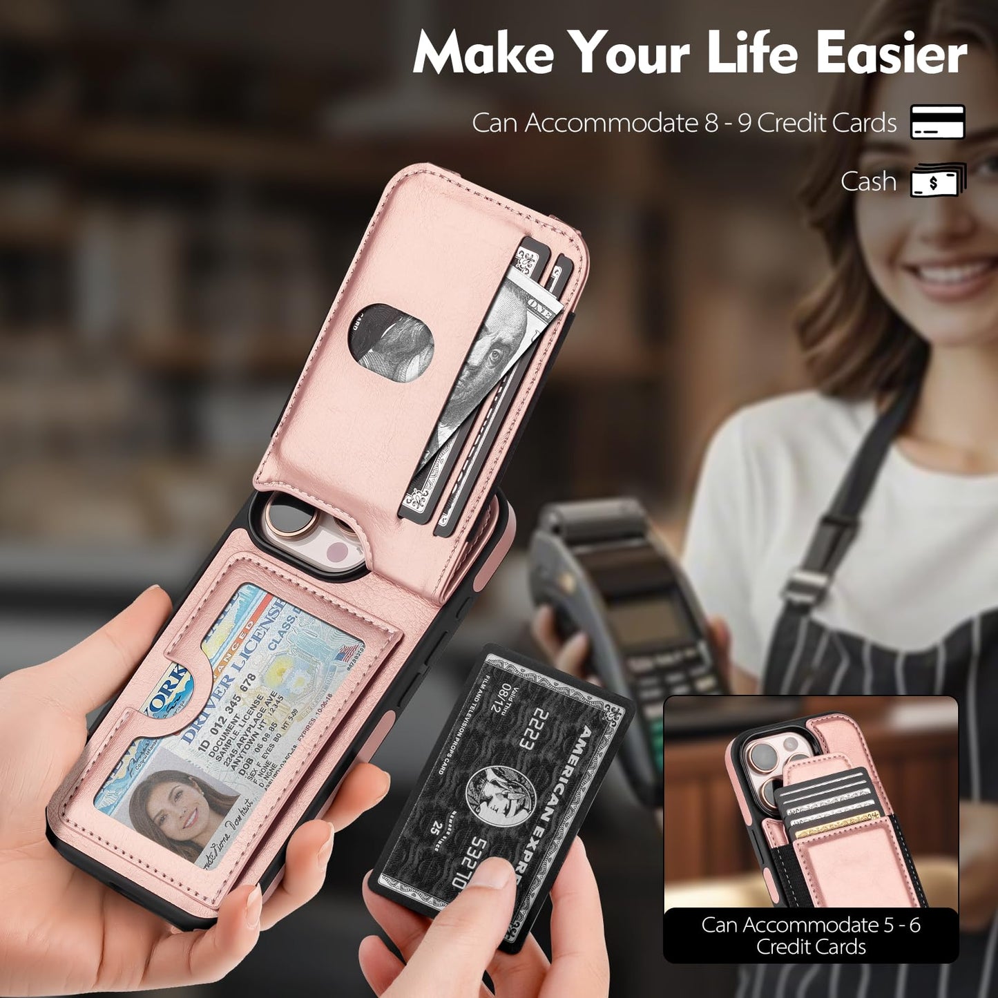 Compatible with iPhone 16 Pro Max Wallet Case with Card Holder