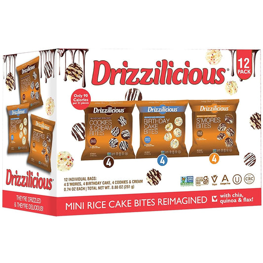 Drizzilicious Mini Rice Cakes Variety Pack - (Pack of 12) Pareve