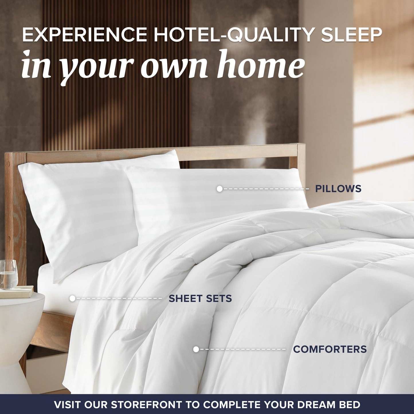 Beckham Hotel Collection Bed Pillows King Size Set of 2 - Down Pillows for Back, Stomach or Side Sleepers