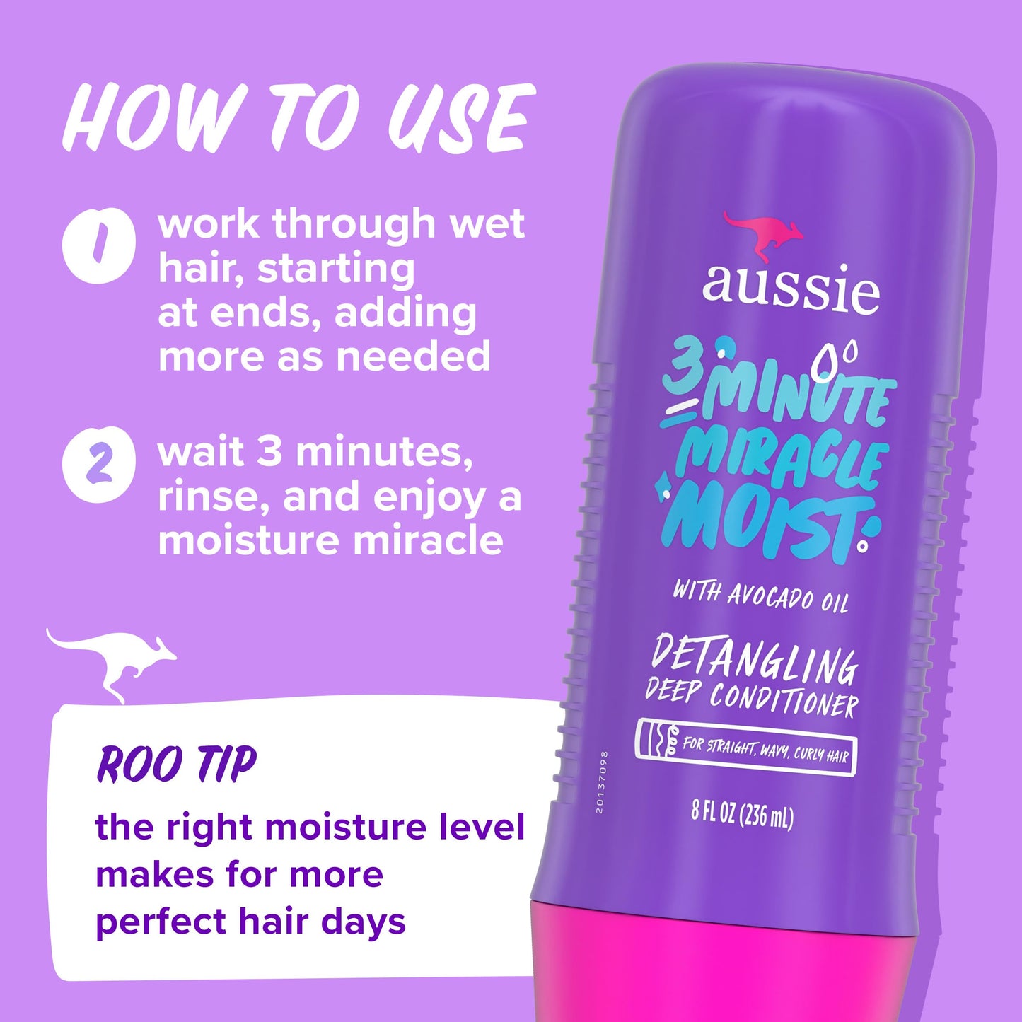 Aussie Miracle Moist Shampoo and Conditioner with 3 Minute Miracle Deep Conditioner 3 Pack 68.4 Fl Oz