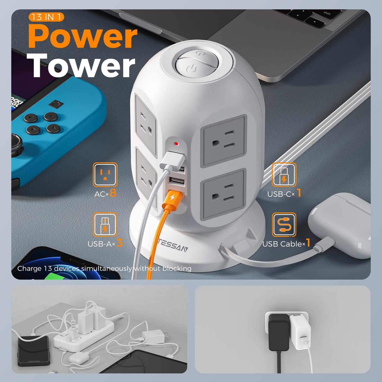 Tower Surge Protector Power Strip 10 ft