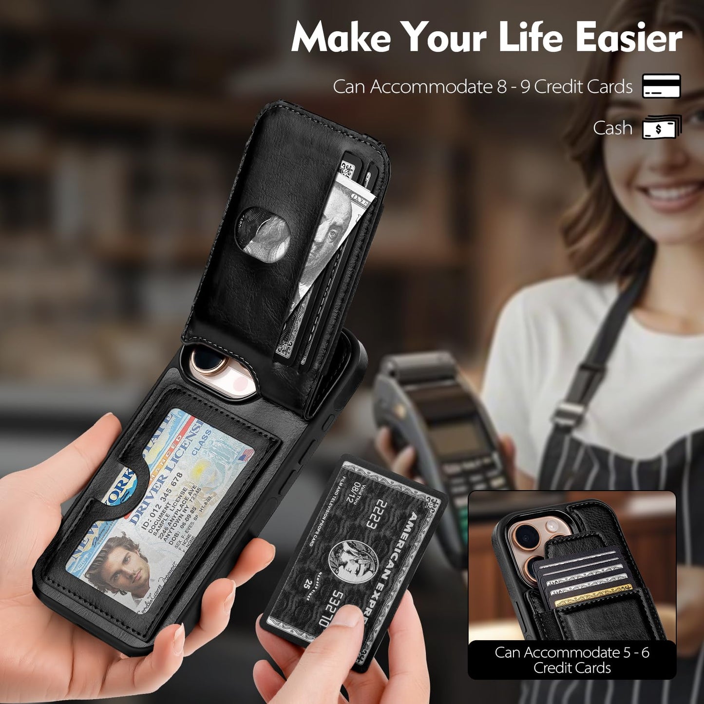 Compatible with iPhone 16 Pro Max Wallet Case with Card Holder