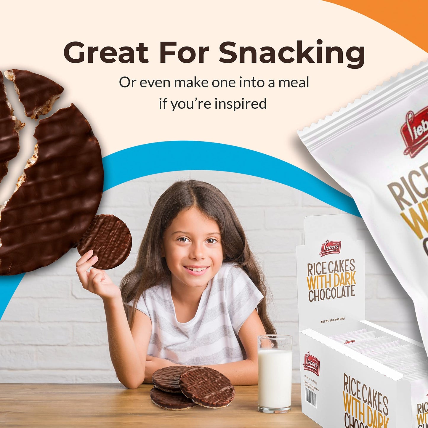 LIEBERS Dark Chocolate Rice Cakes, Snack Pack, Kosher Dairy Free, Total Of 24