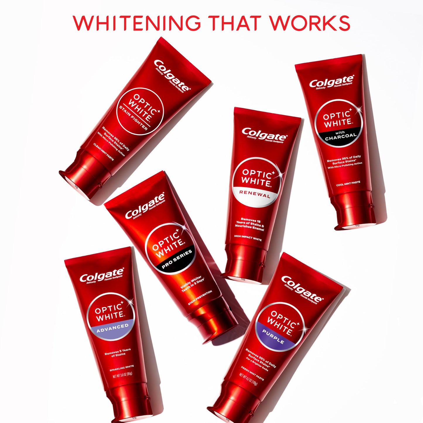 Colgate Optic White Stain Fighter Teeth Whitening Toothpaste 4 Pack, 4.2 oz