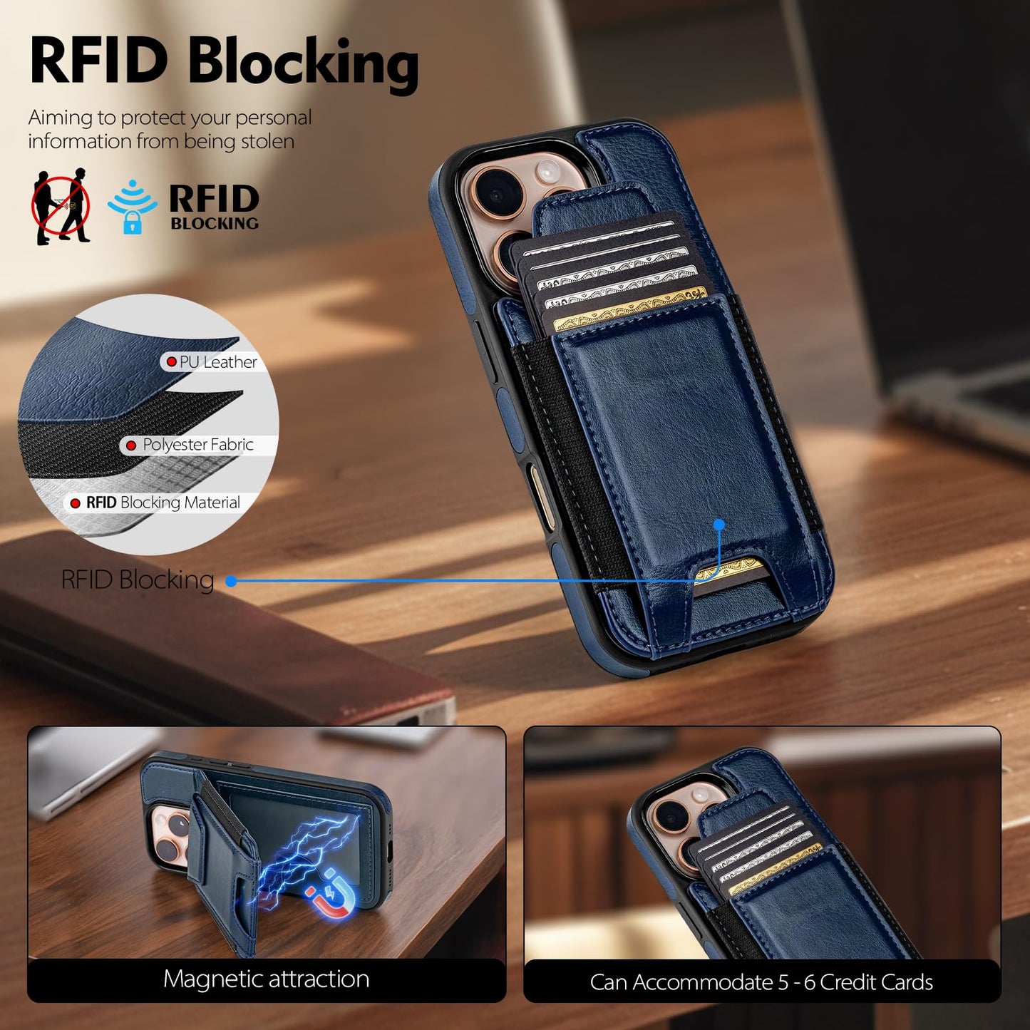 Compatible with iPhone 16 Pro Max Wallet Case with Card Holder