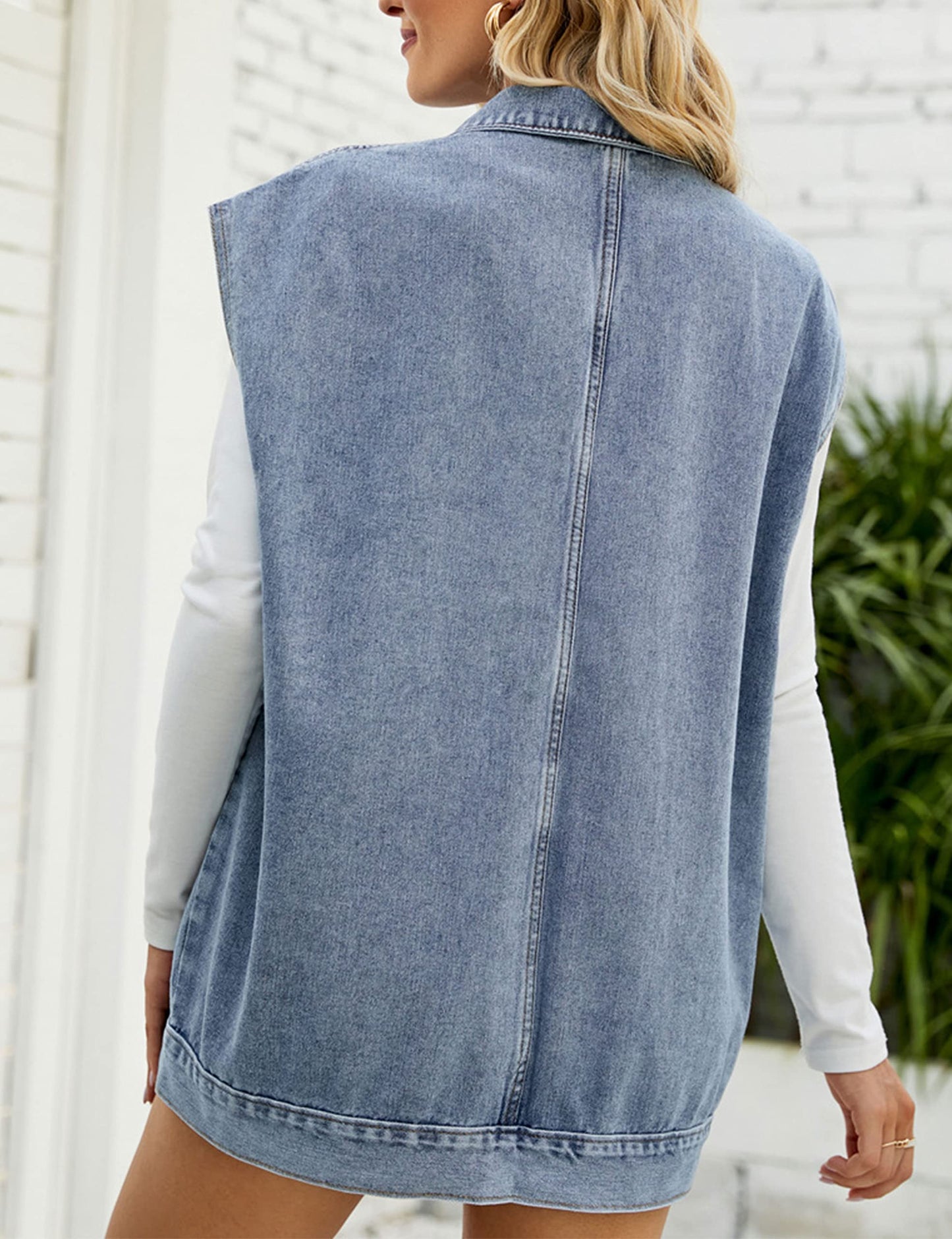 Oversized Sleeveless Denim Jean Vest for Women