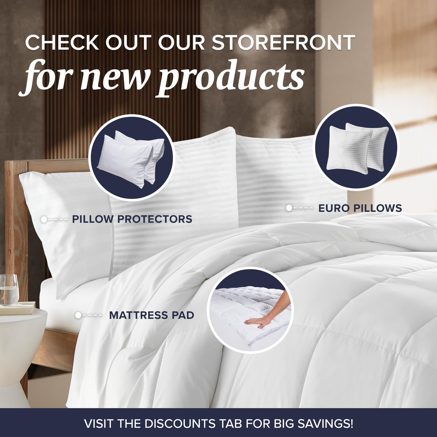 Beckham Hotel Collection Bed Pillows King Size Set of 2 - Down Pillows for Back, Stomach or Side Sleepers