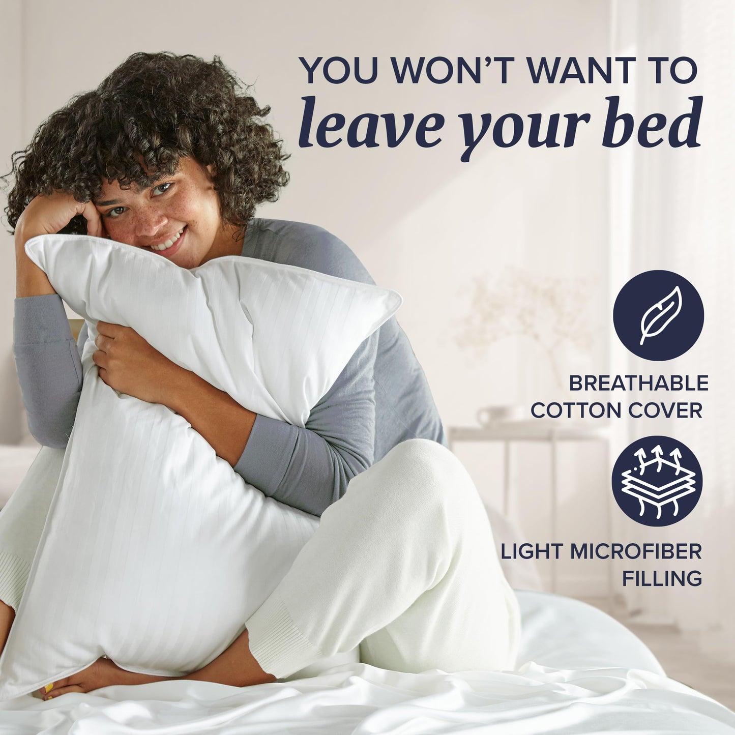 Beckham Hotel Collection Bed Pillows King Size Set of 2 - Down Pillows for Back, Stomach or Side Sleepers