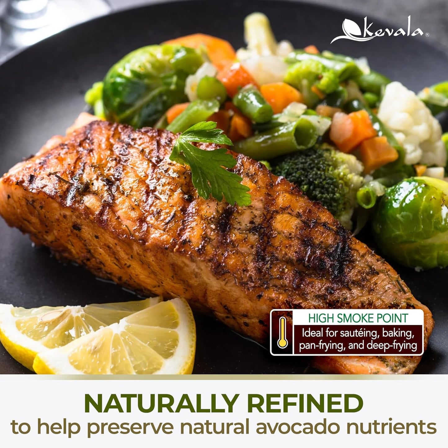 Kevala Avocado Oil – Cold Pressed | Kosher | Multipurpose for High Smoke Point Cooking, Roasting, Sautéing