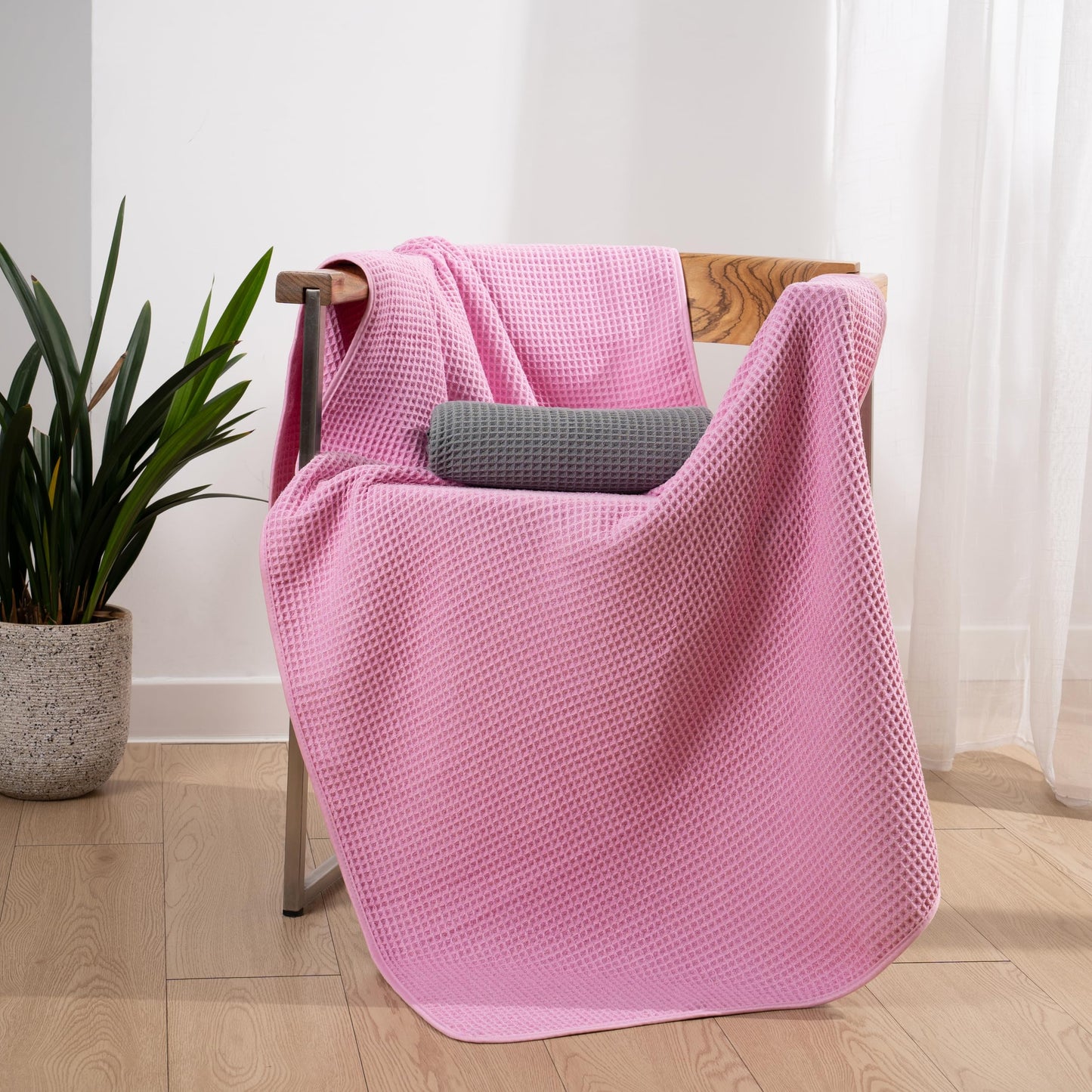Microfiber Oversize Quick Dry Lint Free Bath Towel, 60 x 30 in, 4 Pack (Waffle Weave)