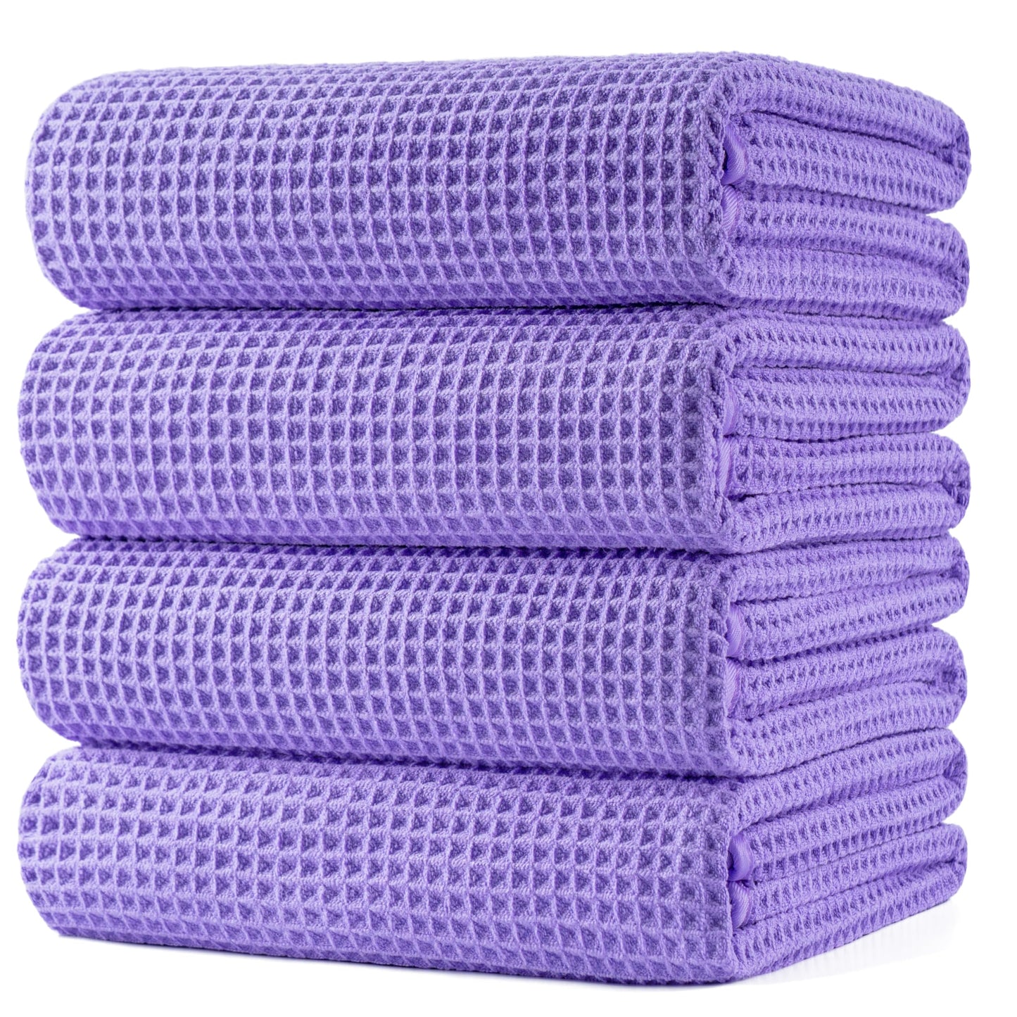 Microfiber Oversize Quick Dry Lint Free Bath Towel, 60 x 30 in, 4 Pack (Waffle Weave)
