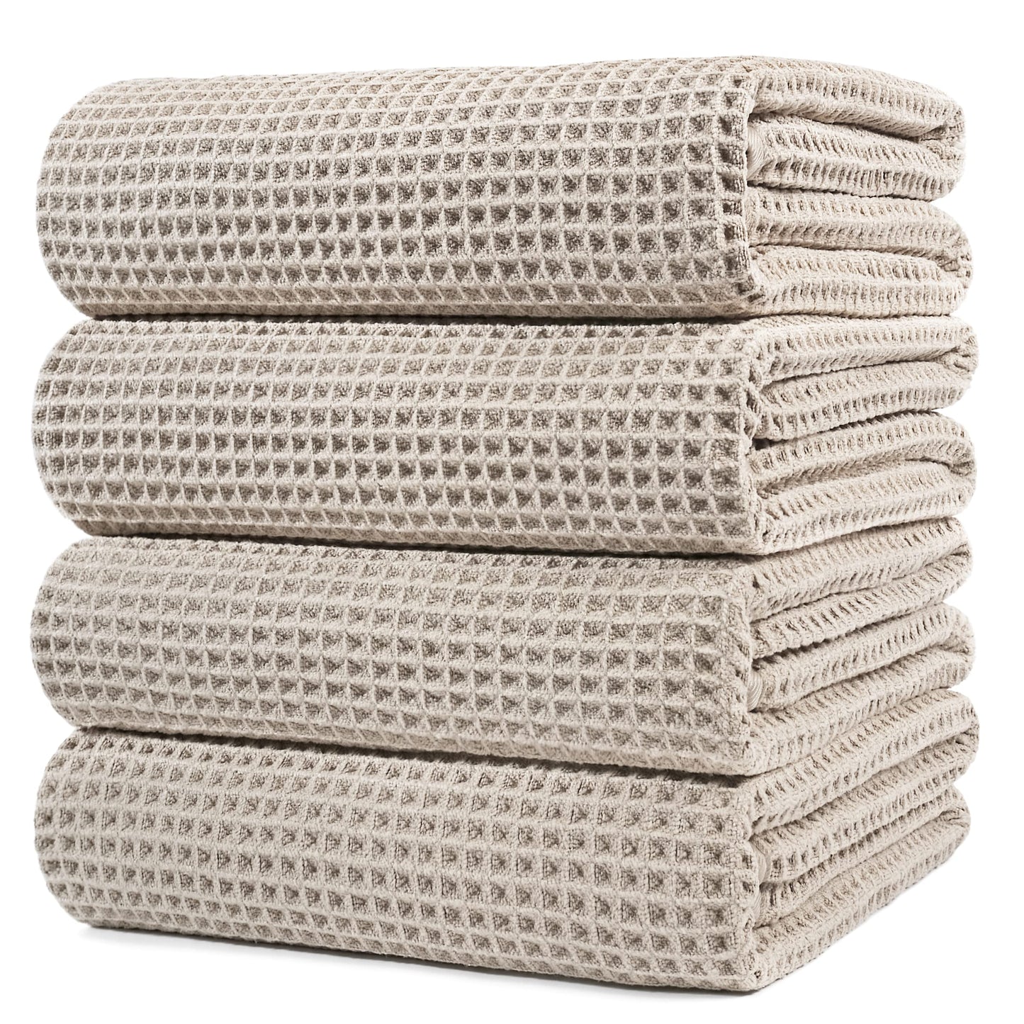 Microfiber Oversize Quick Dry Lint Free Bath Towel, 60 x 30 in, 4 Pack (Waffle Weave)