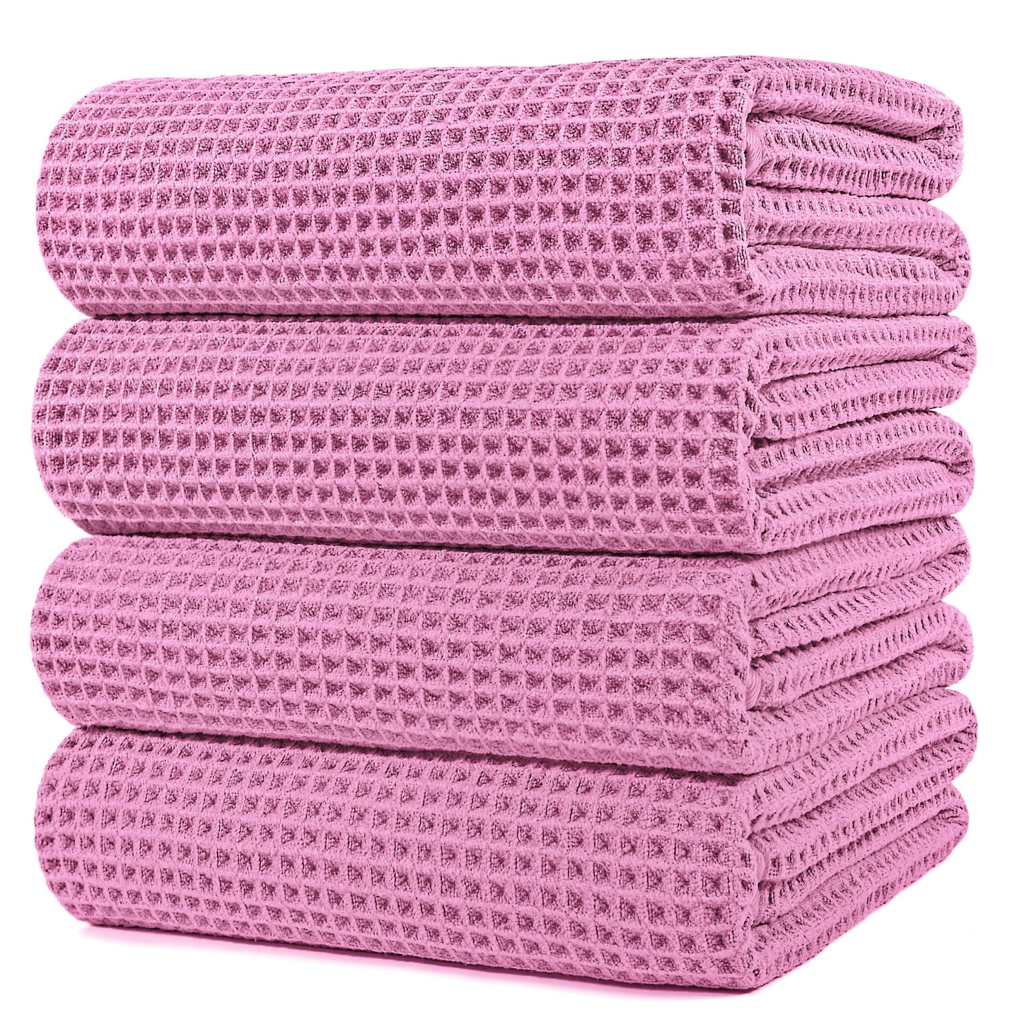 Microfiber Oversize Quick Dry Lint Free Bath Towel, 60 x 30 in, 4 Pack (Waffle Weave)