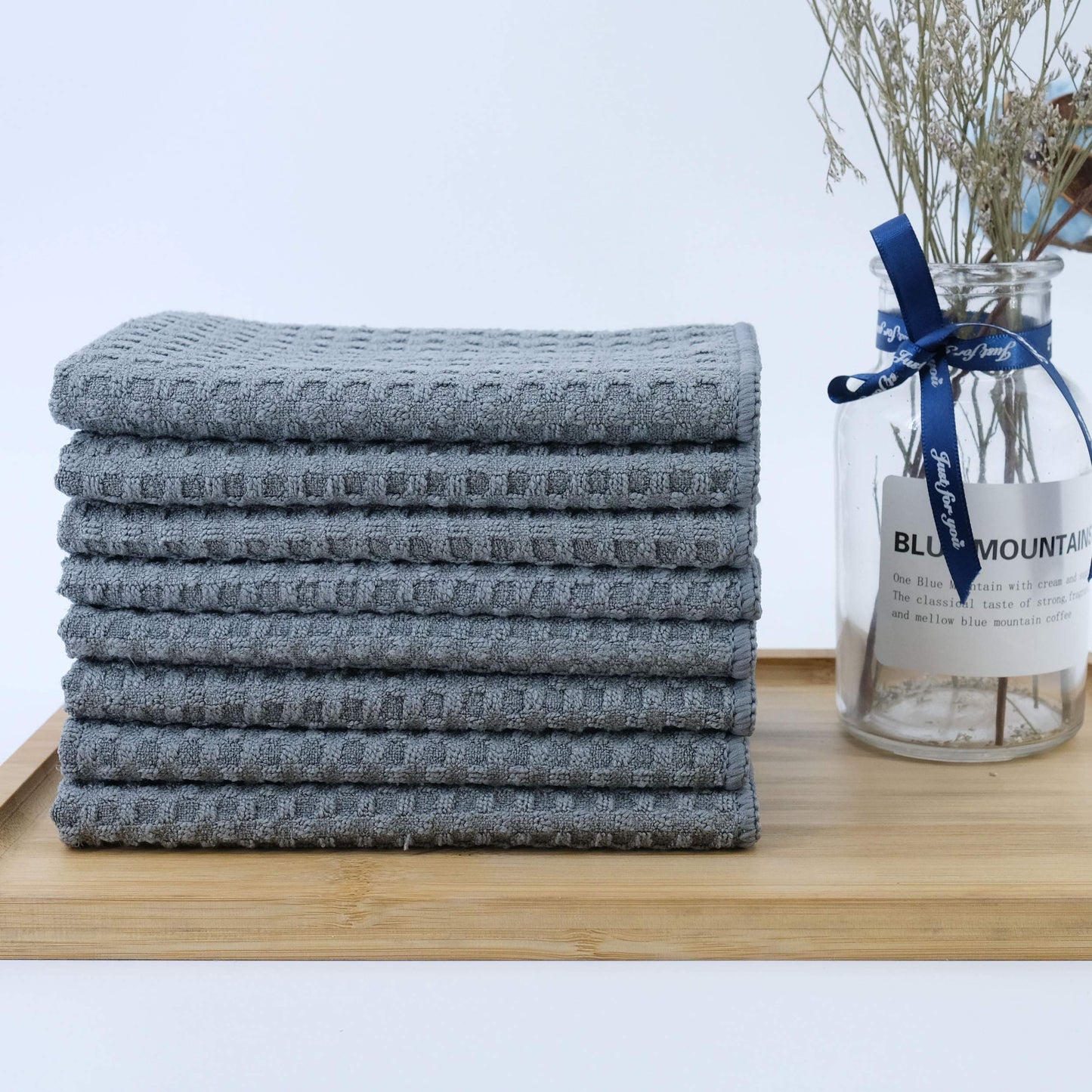 Ultra Premium Microfiber Kitchen Dish Hand Towel Waffle Weave, 8 Pack