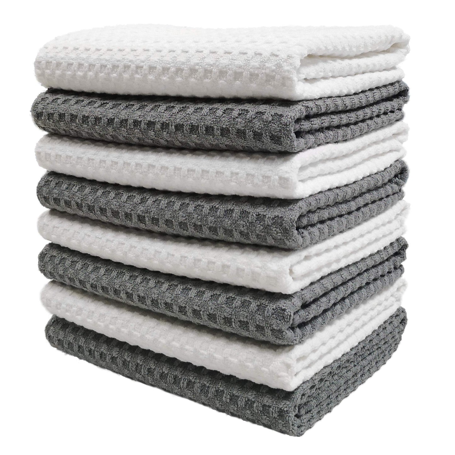 Ultra Premium Microfiber Kitchen Dish Hand Towel Waffle Weave, 8 Pack