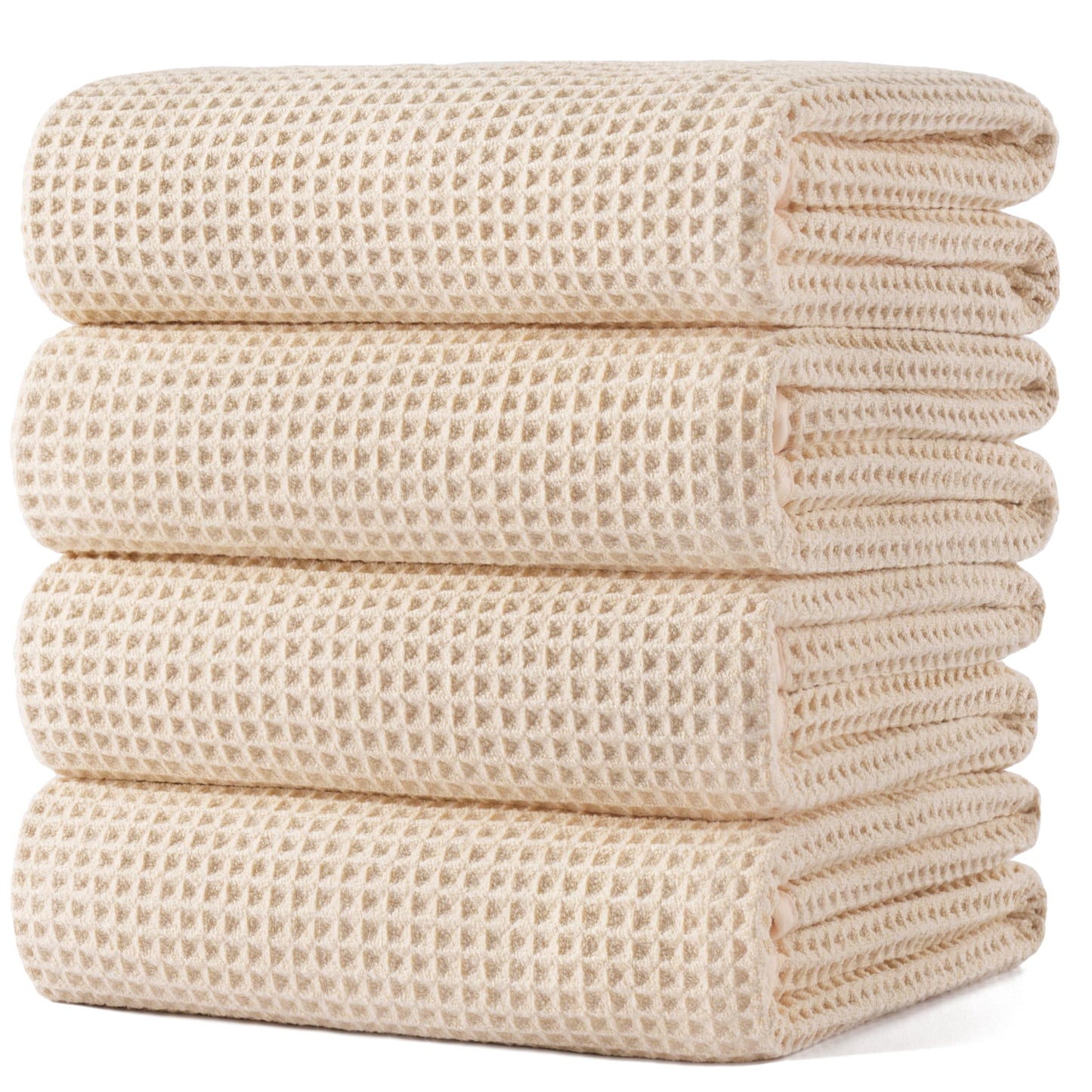 Microfiber Oversize Quick Dry Lint Free Bath Towel, 60 x 30 in, 4 Pack (Waffle Weave)