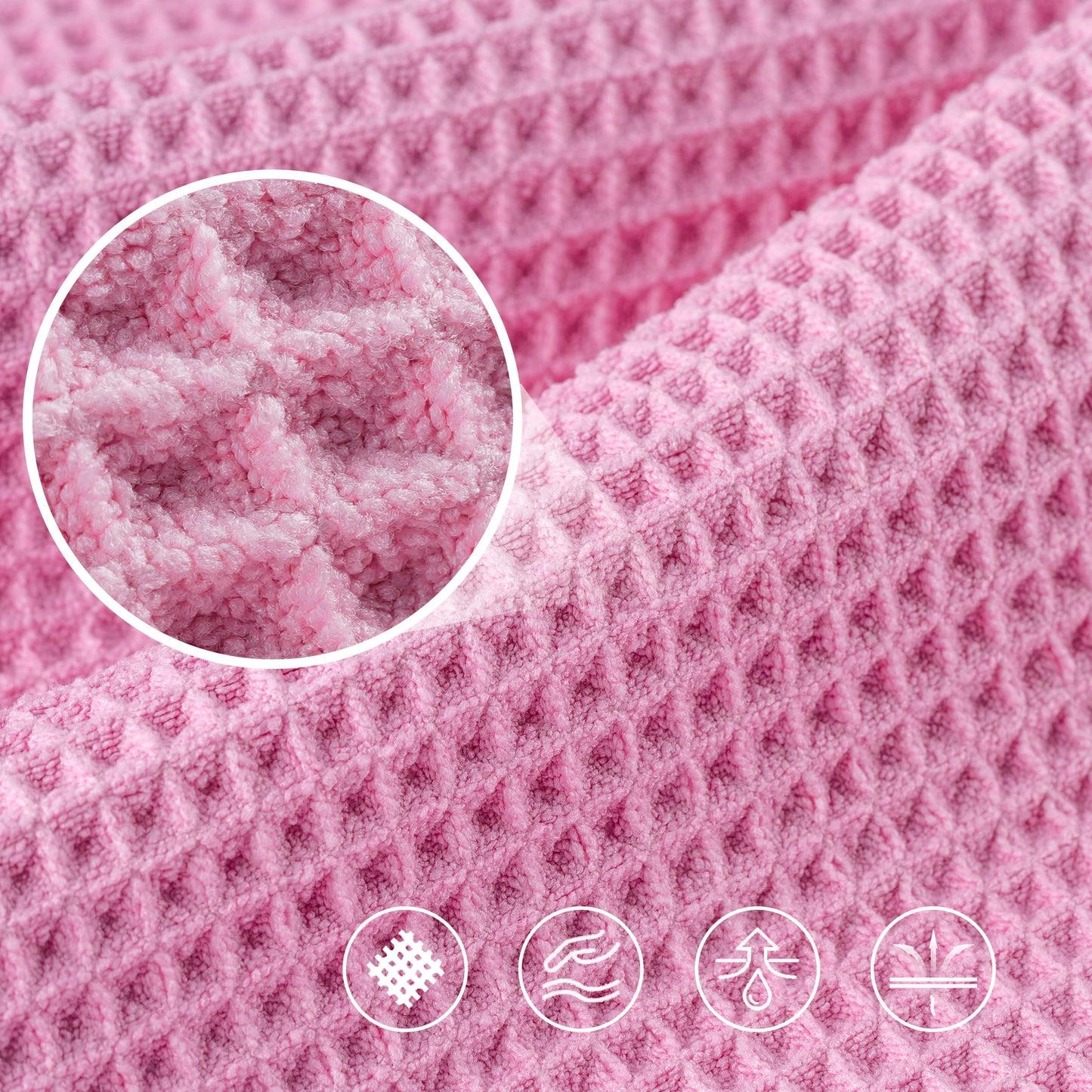 Microfiber Oversize Quick Dry Lint Free Bath Towel, 60 x 30 in, 4 Pack (Waffle Weave)