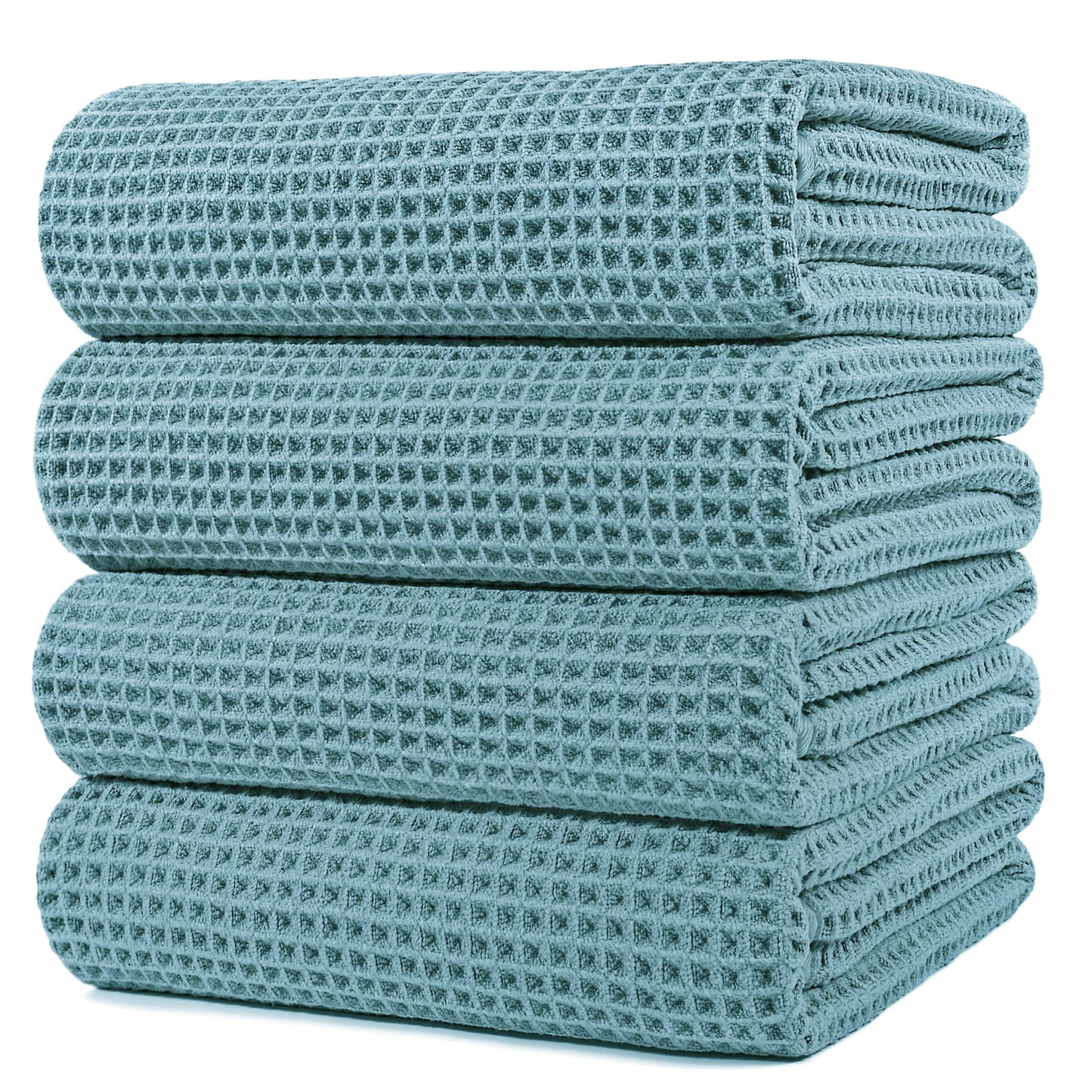 Microfiber Oversize Quick Dry Lint Free Bath Towel, 60 x 30 in, 4 Pack (Waffle Weave)