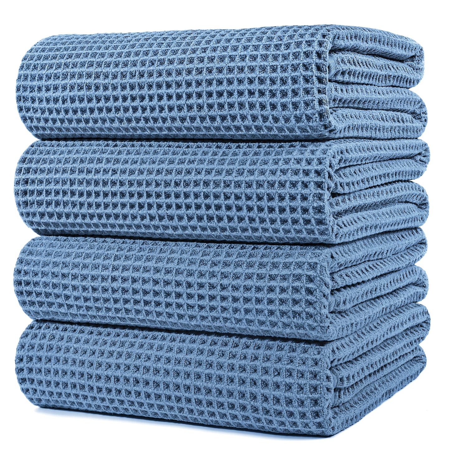 Microfiber Oversize Quick Dry Lint Free Bath Towel, 60 x 30 in, 4 Pack (Waffle Weave)