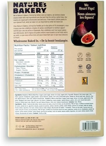 Nature’s Bakery Whole Wheat Fig Bars, Raspberry, Real Fruit, Vegan, Non-GMO, Snack bar, 6 Count (Pack of 6)