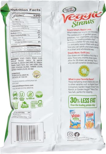 Sensible Portions Veggie Straws, Sea Salt, 5 Ounce