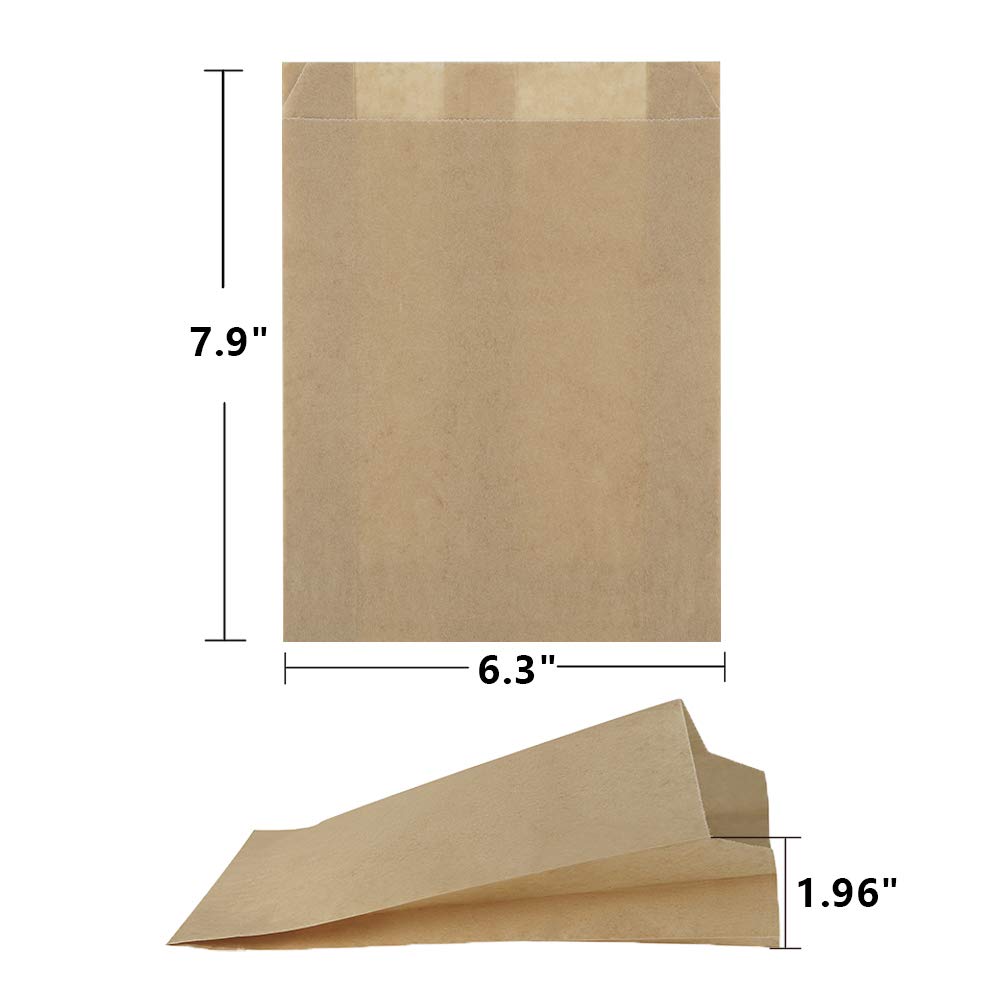 BagDream Paper Sandwich Bags 7.9x6.3x1.96 Inches 200ct Sealable with Thank You Stickers