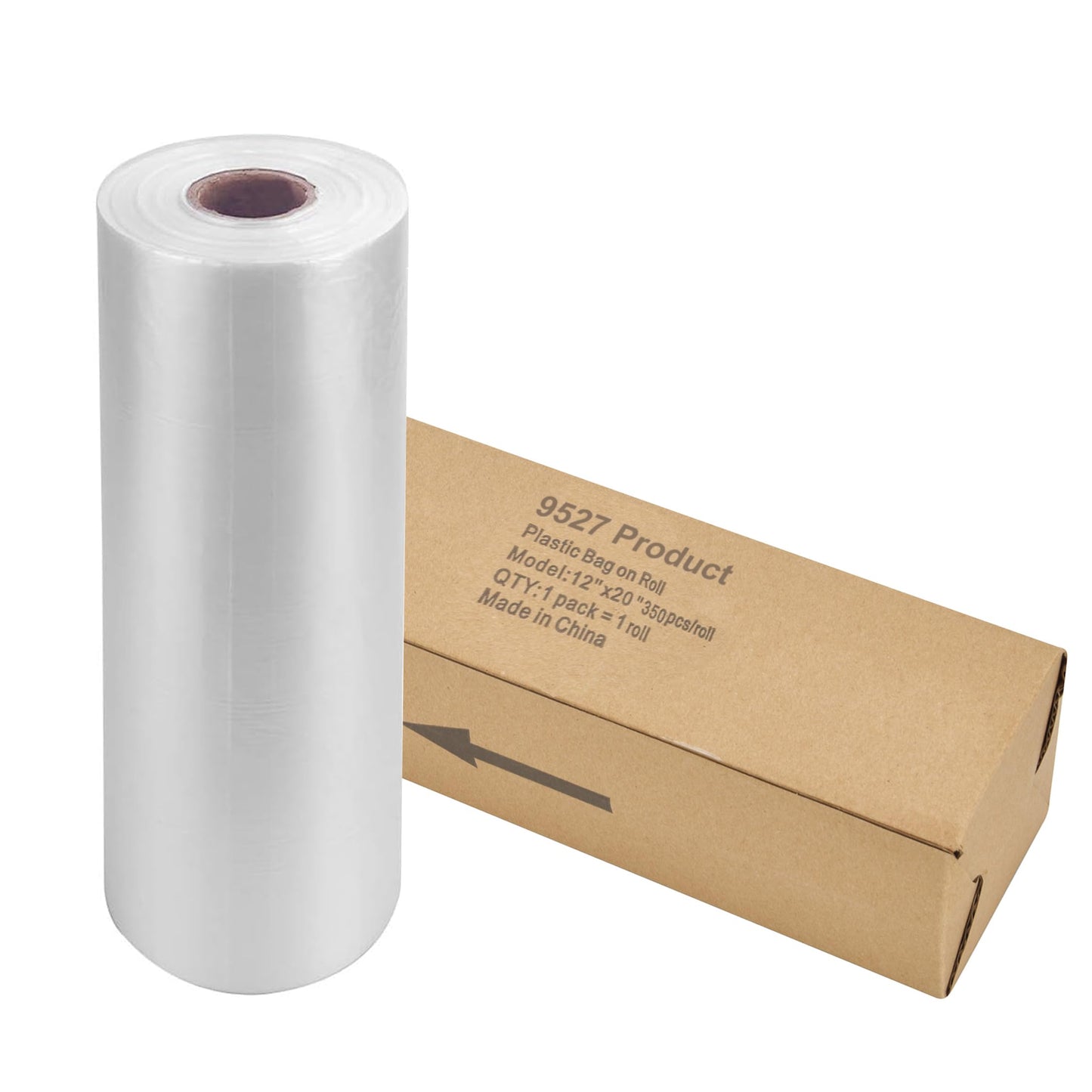 9527 Product 12" x 20" Clear Plastic Produce Bag Food Storage bag on a Roll,350 bags one Roll