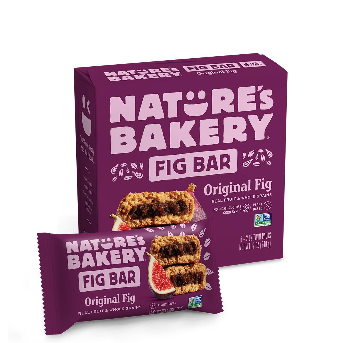 Nature’s Bakery Whole Wheat Fig Bars, Raspberry, Real Fruit, Vegan, Non-GMO, Snack bar, 6 Count (Pack of 6)