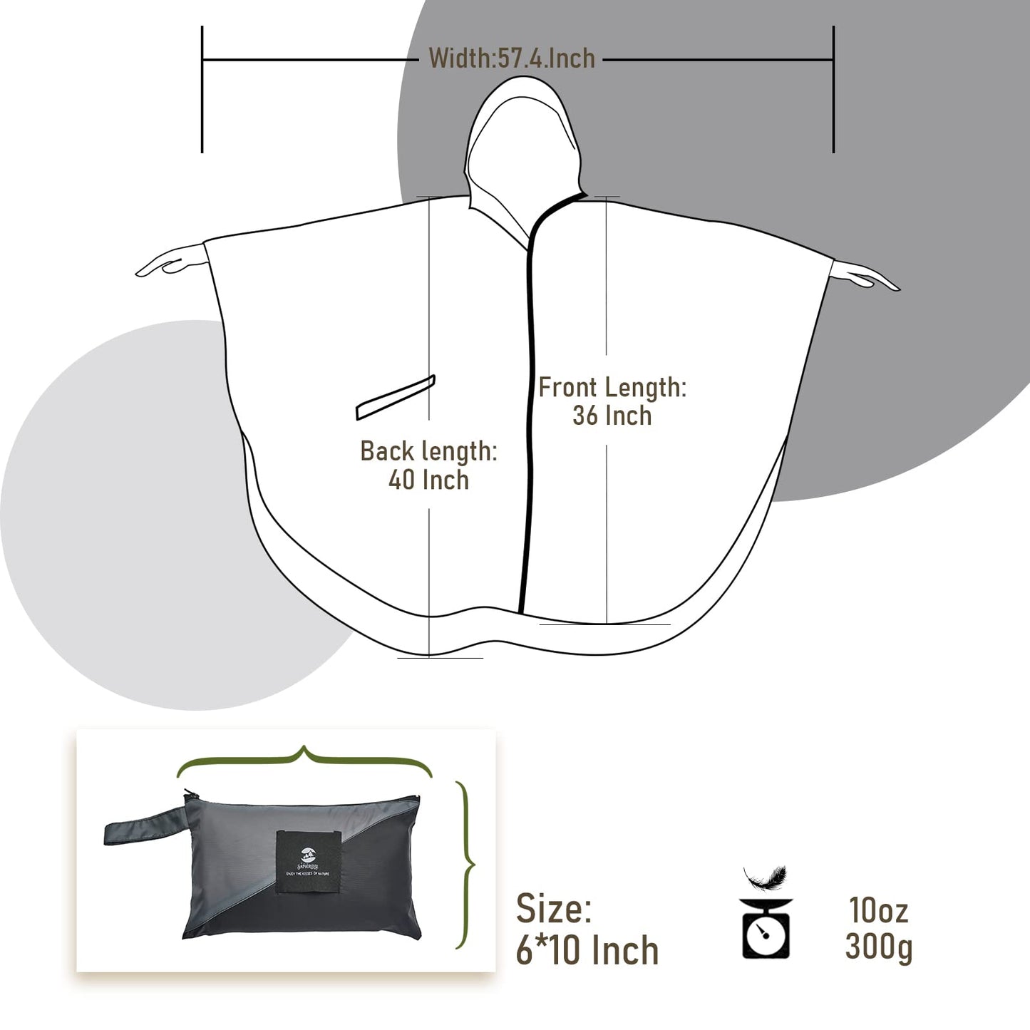 Unisex Rain Poncho Raincoat Hooded for Adults Women with Pockets