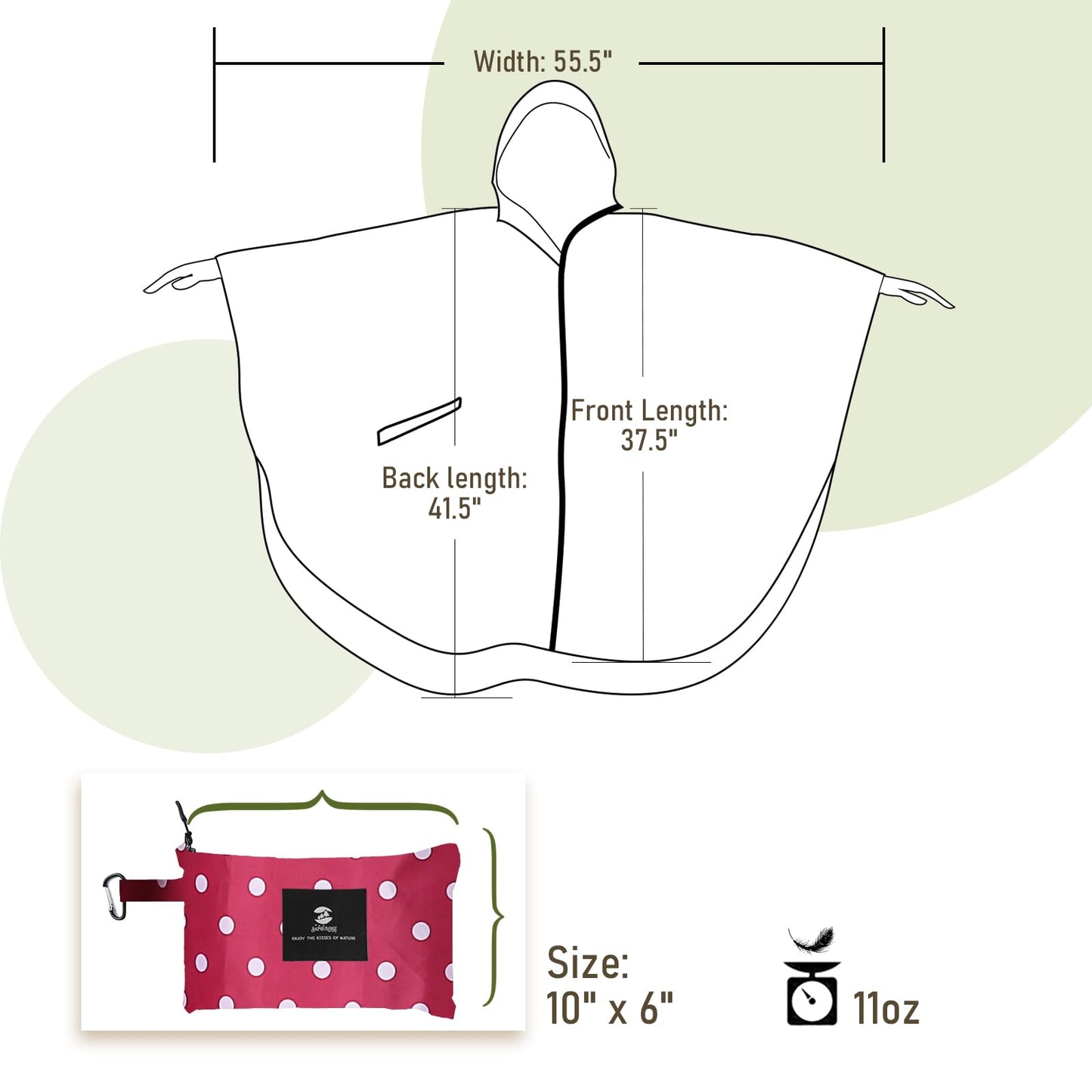 Unisex Rain Poncho Raincoat Hooded for Adults Women with Pockets