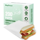 BagDream Paper Sandwich Bags 7.9x6.3x1.96 Inches 200ct Sealable with Thank You Stickers