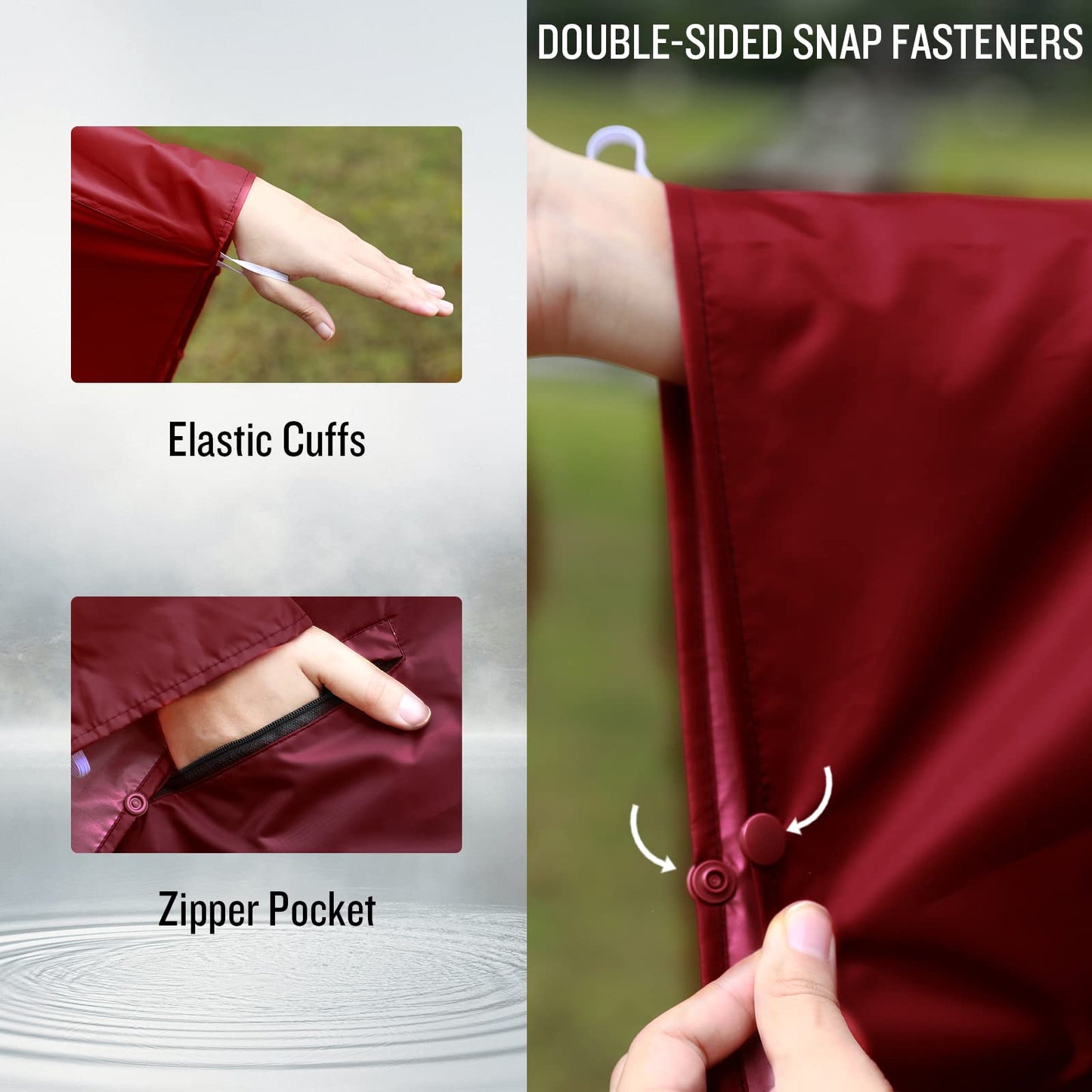 Unisex Rain Poncho Raincoat Hooded for Adults Women with Pockets