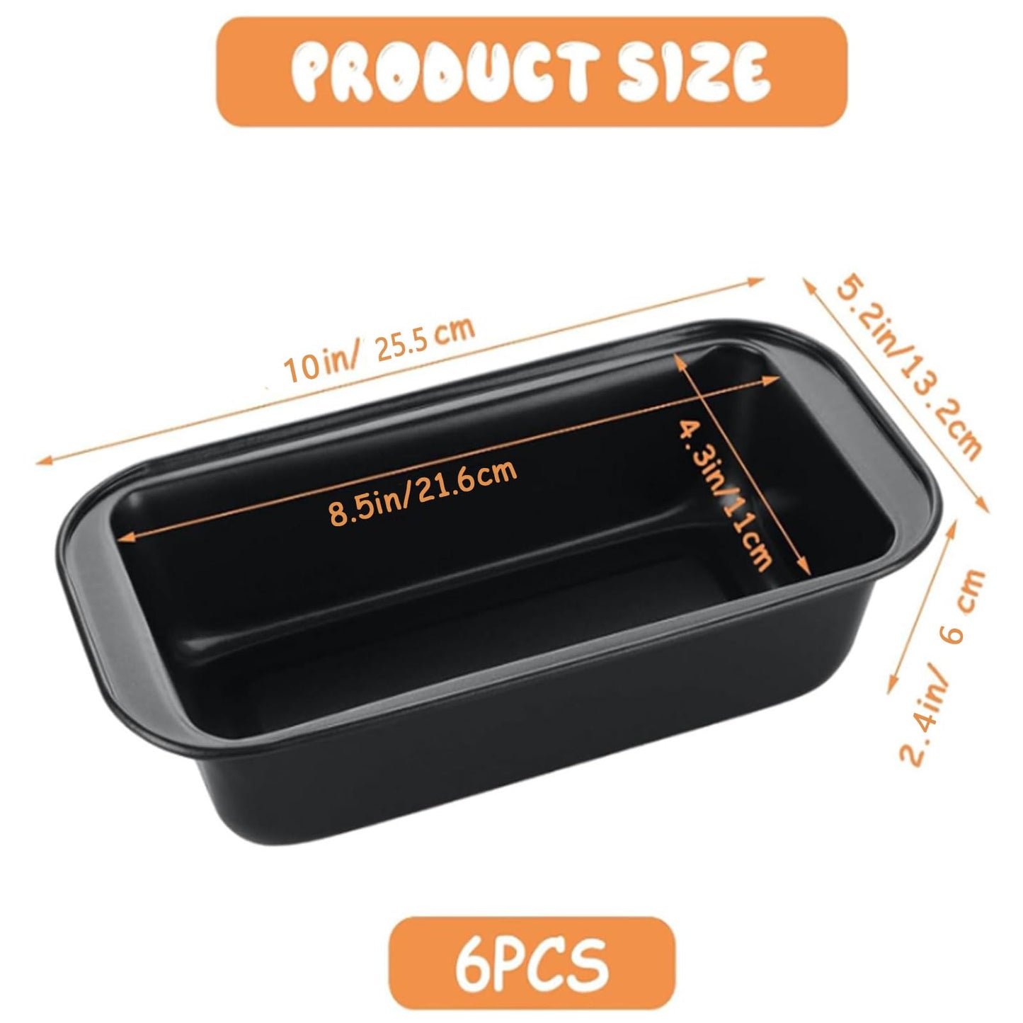 6 Pack Bread Loaf Pans  8" x 4"