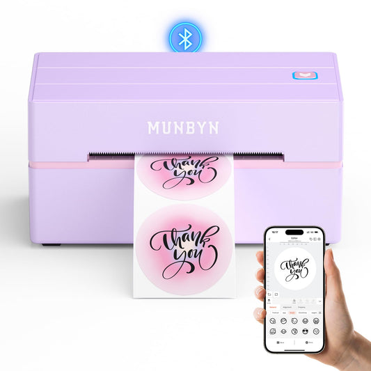 MUNBYN Bluetooth Thermal Label Printer, 130B Wireless 4x6 Shipping Label Printer for Shipping