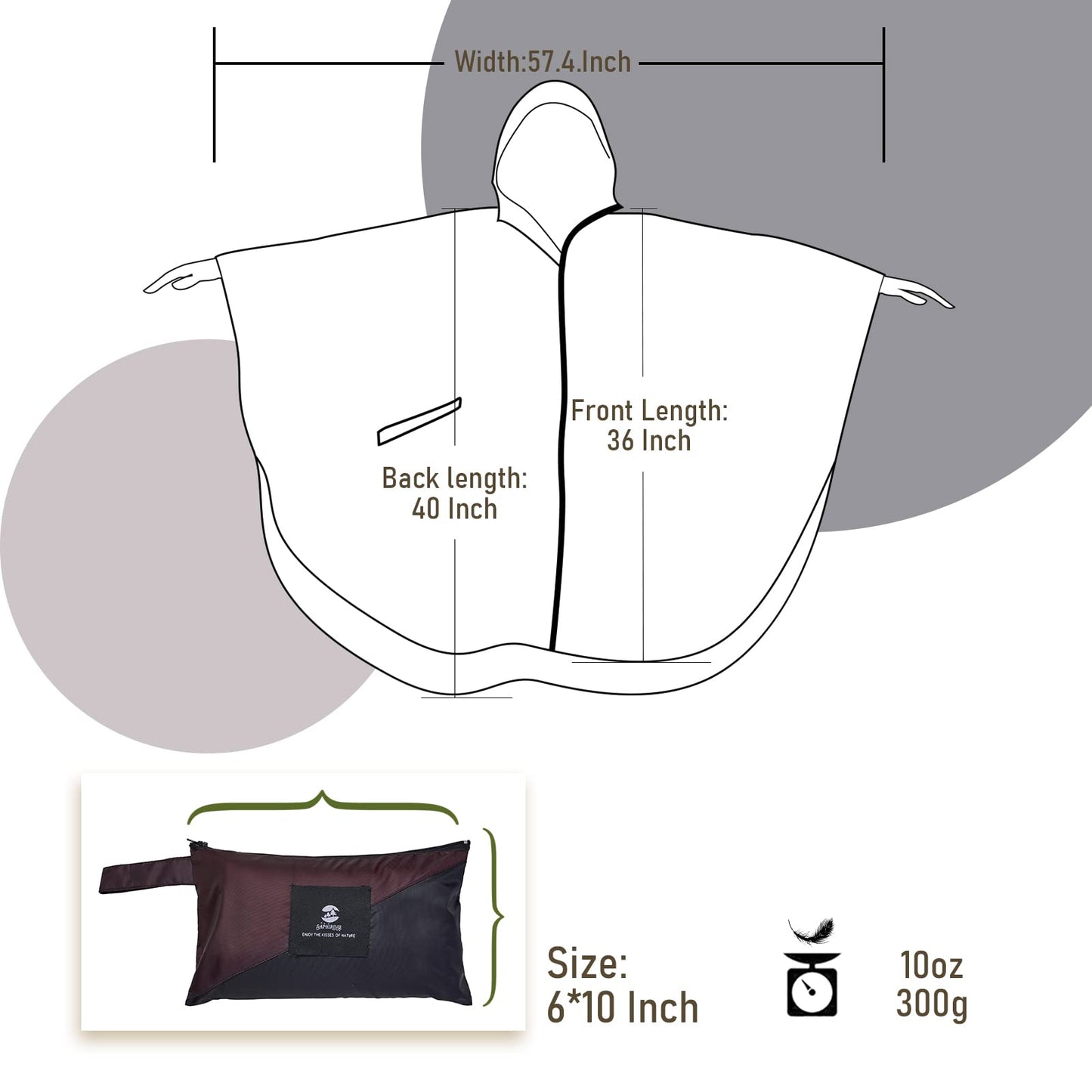 Unisex Rain Poncho Raincoat Hooded for Adults Women with Pockets