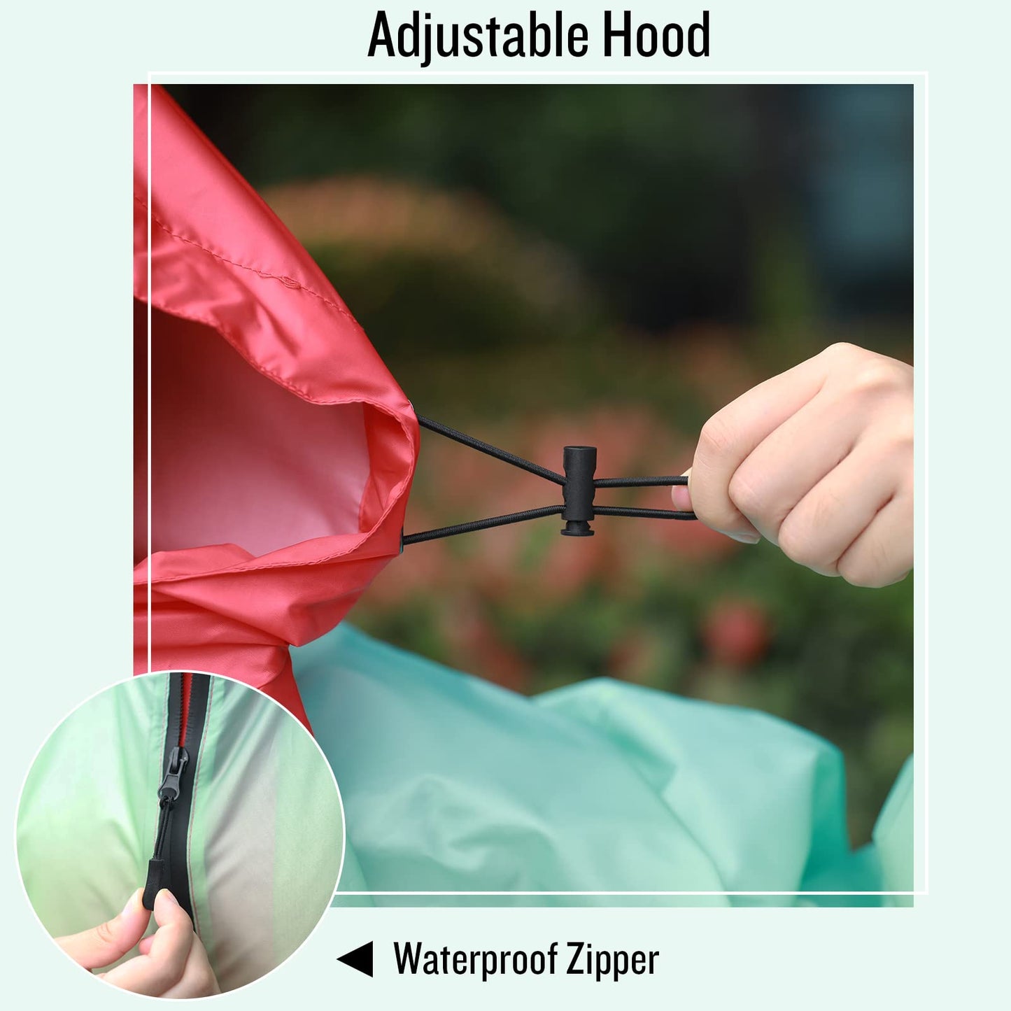 Unisex Rain Poncho Raincoat Hooded for Adults Women with Pockets