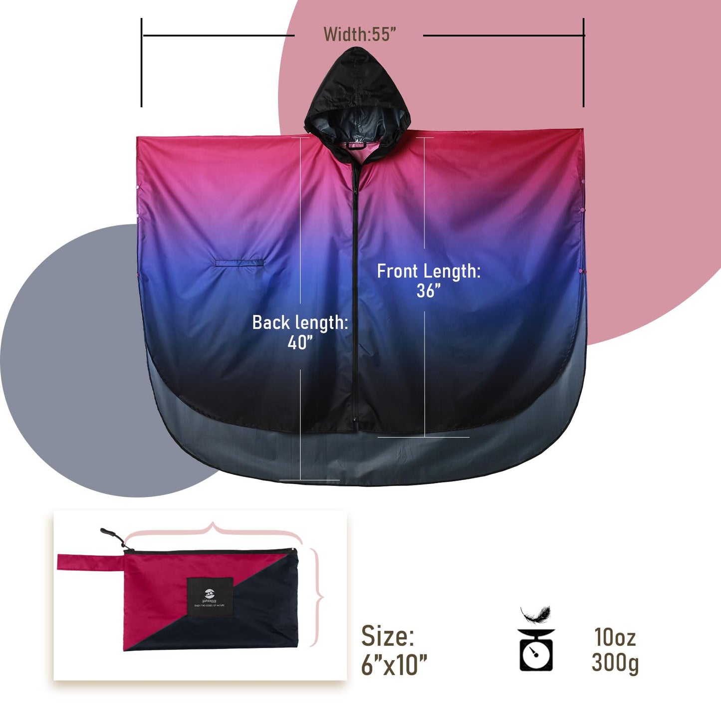 Unisex Rain Poncho Raincoat Hooded for Adults Women with Pockets