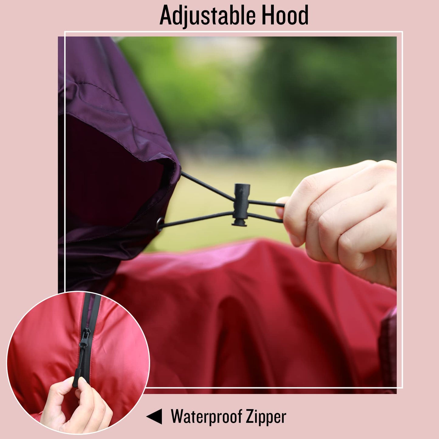 Unisex Rain Poncho Raincoat Hooded for Adults Women with Pockets