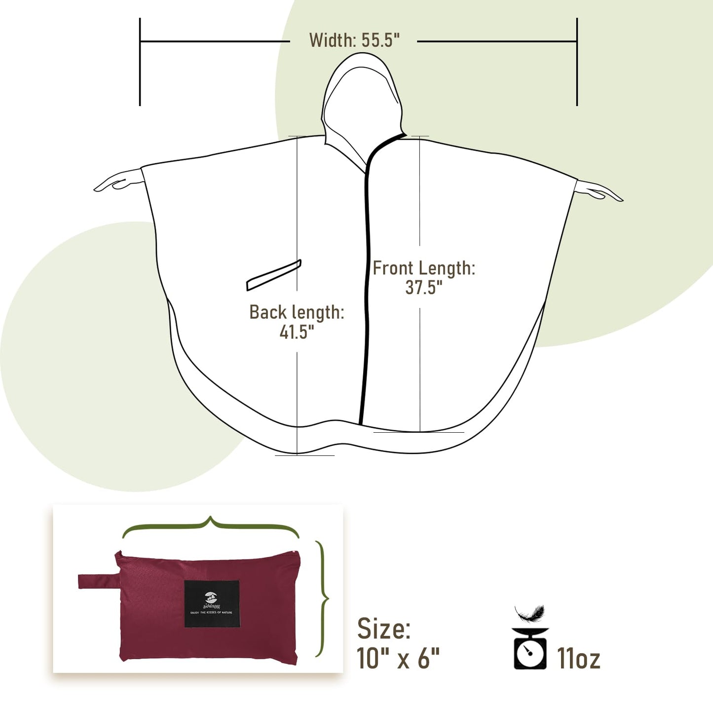 Unisex Rain Poncho Raincoat Hooded for Adults Women with Pockets