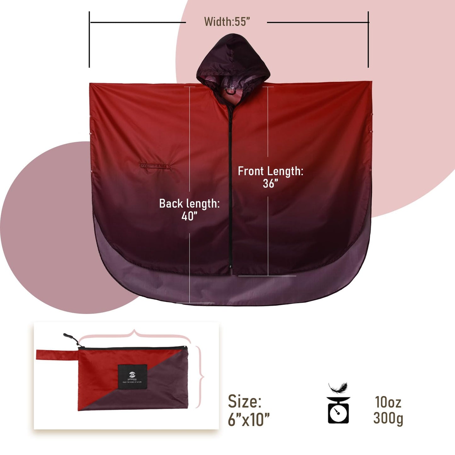 Unisex Rain Poncho Raincoat Hooded for Adults Women with Pockets