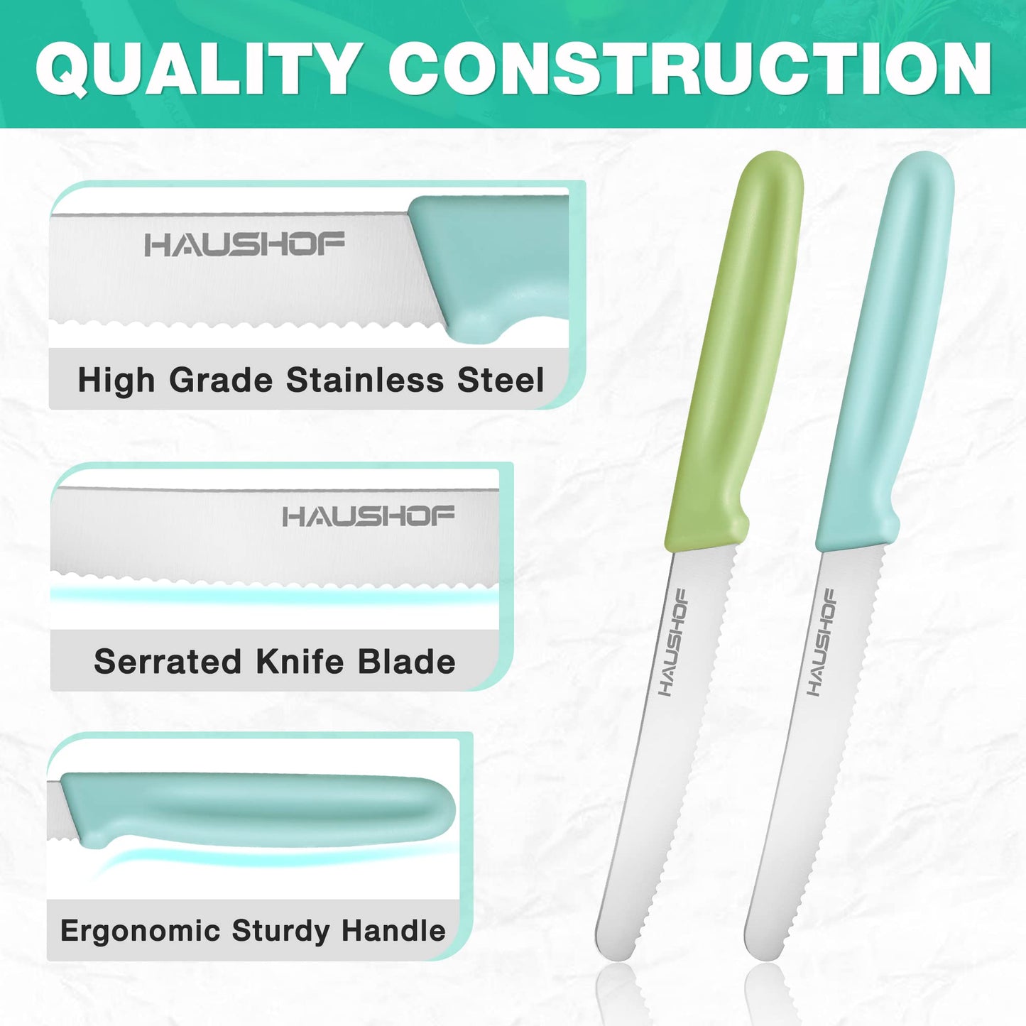 HAUSHOF Serrated Steak Knives Set of 4