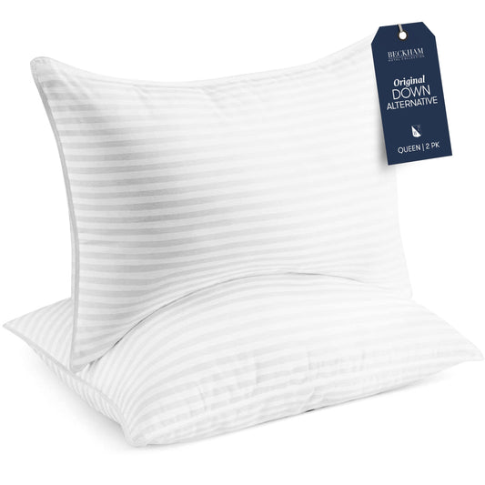 Beckham Hotel Collection Bed Pillows King Size Set of 2 - Down Pillows for Back, Stomach or Side Sleepers
