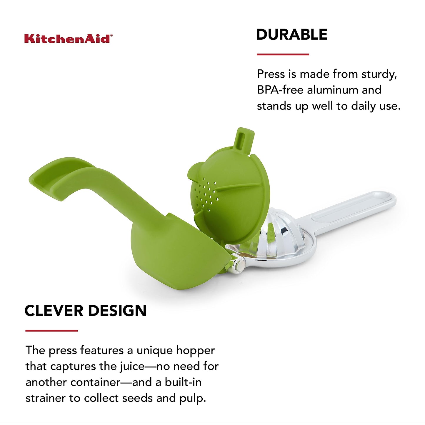 KitchenAid Citrus Juice Press Squeezer with Seed Catcher and Pour Spout