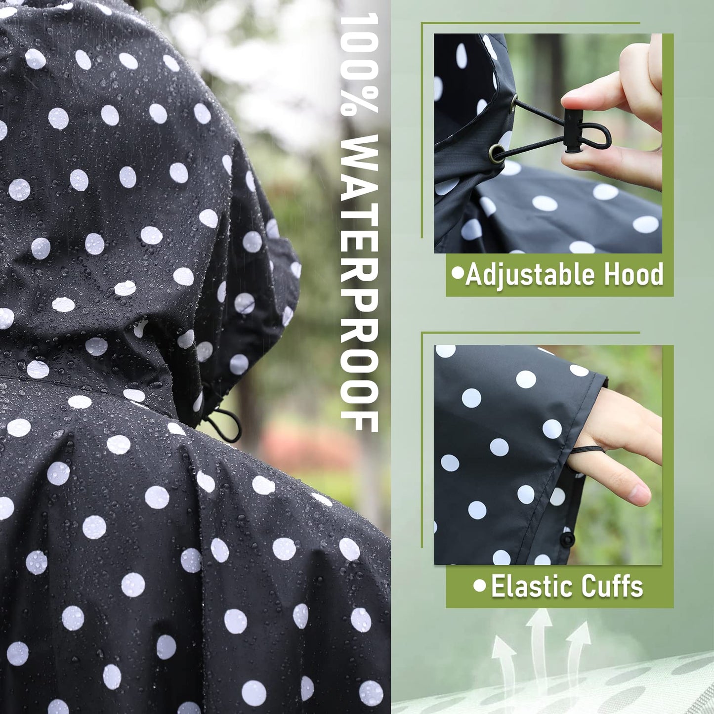Unisex Rain Poncho Raincoat Hooded for Adults Women with Pockets